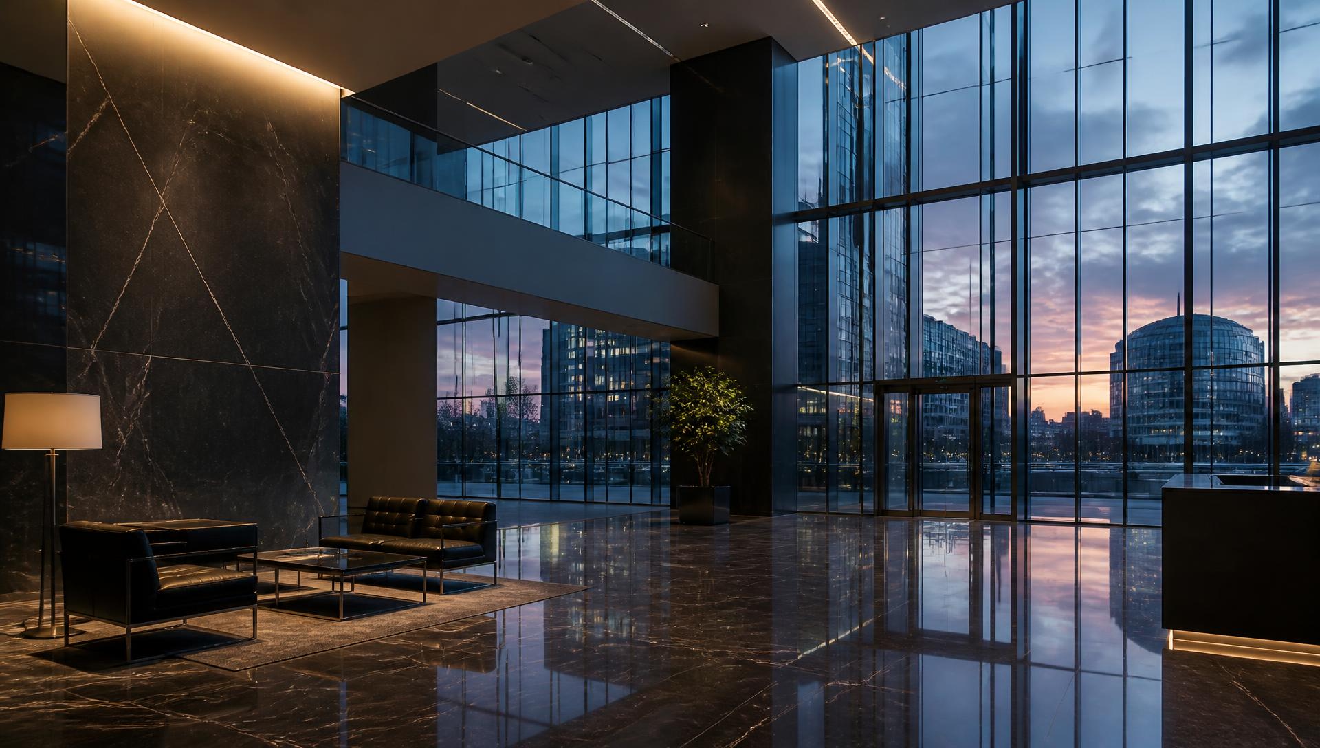 Commercial office lobby cleaned to a high standard